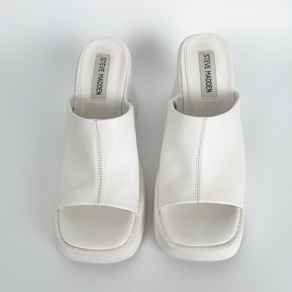 Steve Madden Kane Sandal Leather Platform High Heel Chunky Block 70s 1970s Disco - Picture 7 of 11